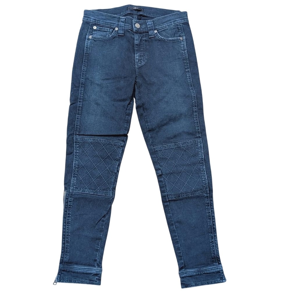 7 For All Mankind Jeans Womens 27 Moto Skinny Zip Ankle Designer Denim Dark Wash
